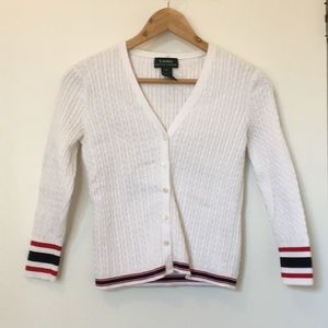 Ralph Lauren cable knit sweater with navy/red trim